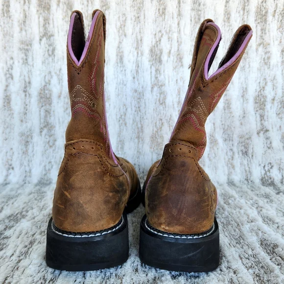 Justin "Wanette" Steel Toe Brown Leather Cowboy Western Boot | Women's Size 9.5B - Picture 5 of 13